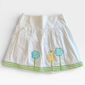 Hartstrings Skirt Girls Size 14 White Corduroy‎ Embroidered Flower Bee d
